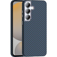 Yıldız Store Galaxy S25 Plus Kılıf M-Safe Şarj Özellikli Karbon Fiber Görünümlü Ydst Gros Kapak - Lacivert