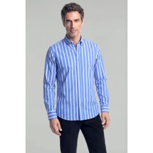 Bisse Regular Fit Uzun Kol Erkek Pamuk Mavi Gömlek GMCZG250021_D35