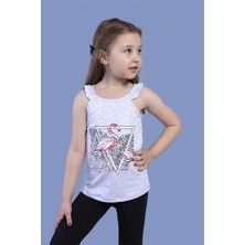 Toontoy Kız Çocuk Baskılı Bisiklet Yaka Askılı Tişört