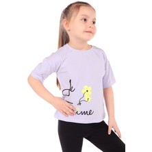 Toontoy Kız Bebek Baskılı Bisiklet Yaka Kısa Kollu Tişört