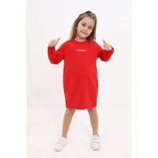 Toontoy Kız Çocuk Baskılı Relax Fit Bisiklet Yaka Uzun Kollu Elbise -