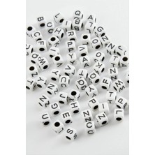SiHako 6*6 mm Siyah Renkli Harfli Küp Boncuk 500 Gram