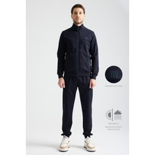 Lacivert  Erkek Luxe Eşofman Takımı Rahat Kalıp Manşetli Minimal Logo 2xl