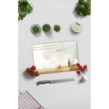 Feyza Design Şık ve Dayanıklı Cam Kesme Tablası, Kalp Gözü Desenli, Modern Tasarım