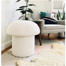 S Home Design Concept Mushroom Mantar Puf, Teddy, Beyaz