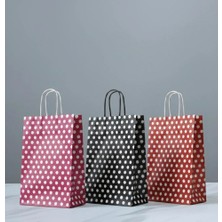 Aybaş Kağıtçılık 1.kalite 18X24 cm 3'lü Set Beyaz Benekli Kraft Kağıt Çanta,hediye Poşeti, Hediye Paketi, Kraft Çanta