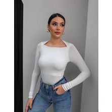 Esra Helvacı Kare Yaka Uzun Kollu Bluz