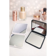 Gaman Katlanabilir Çift Taraflı Kompakt Makyaj Aynası 2'li Gri - Beyaz Çanta Boy Ayna - 7 x 6.5 cm