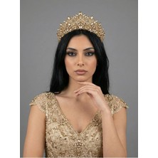Magic Tiara Taçlı Gelin Saç Aksesuarı – Kristal Işıltılı Yüksek Model