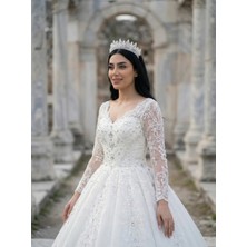 Magic Tiara Kraliçe Modeli Kristal Gelin Tacı – Işıltılı El Yapımı Taç