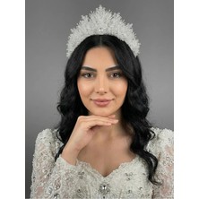 Magic Tiara Inci ve Kristal Detaylı Gelin Tacı – El Yapımı Taç Modeli