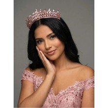 Magic Tiara Kristal Taşlı Işıltılı Gelin Tacı -Zarif Düğün Saç Aksesuarı