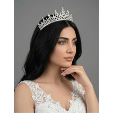 Magic Tiara Kristal Taşlı Kraliçe Model Gelin Tacı - Işıltılı Düğün Saç Aksesuarı