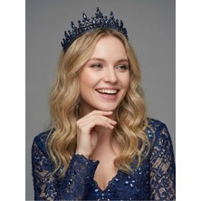 Magic Tiara Kristal Taşlı Kraliçe Model Gelin Tacı - Işıltılı Düğün Saç Aksesuarı