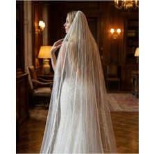 Magic Tiara Boncuk Işlemeli Gelin Duvağı – Zarif ve Işıltılı Tasarım