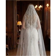 Magic Tiara Yoğun Işlemeli Gelin Duvak – Işıltılı Beyaz Tül Aksesuar