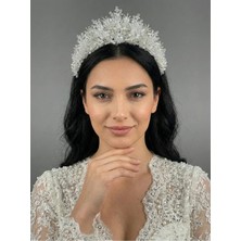 Magic Tiara Inci ve Kristal Işlemeli El Yapımı Gelin Tacı
