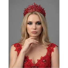Magic Tiara Taçlı Gelin Saç Aksesuarı – Kristal Işıltılı Yüksek Model