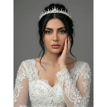 Magic Tiara Kristal Zirkon Taşlı Zarif Gelin Tacı - Işıltılı Düğün Saç Aksesuarı