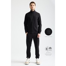 Siyah  Erkek Luxe Eşofman Takımı Rahat Kalıp Manşetli Minimal Logo L