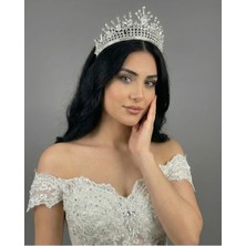 Magic Tiara Kristal Taşlı Işıltılı Gelin Tacı - Zarif Kraliçe Model Düğün Saç Aksesuarı