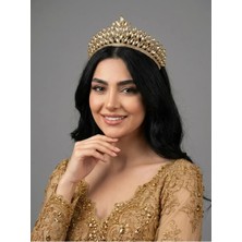 Magic Tiara Kristal Taşlı Işıltılı Kraliçe Model Gelin Tacı - Zarif Düğün Saç Aksesuarı