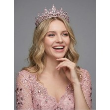 Magic Tiara Kristal Taşlı Kraliçe Model Gelin Tacı - Işıltılı Düğün Saç Aksesuarı