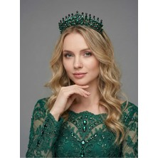 Magic Tiara Kristal Taşlı Kraliçe Model Gelin Tacı - Işıltılı Düğün Saç Aksesuarı