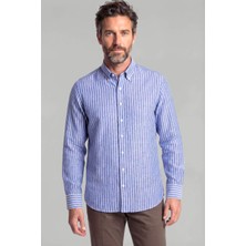 Bisse Regular Fit Erkek Uzun Kol Keten Lacivert Gömlek GMKTN250002_36