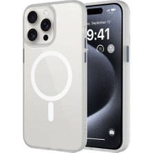 Yıldız Store Apple iPhone 15 Pro Kılıf Mat Arka Yüzey Wireless Şarj Özellikli Ydst Flet Magsafe Kapak-Beyaz