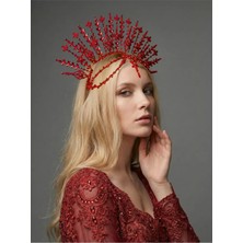 Magic Tiara El Yapımı Işıltılı Gelin Tacı – Yaprak Desenli Geniş Form