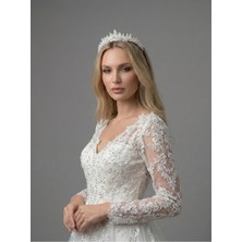 Magic Tiara Doğal Işıltılı Kristal Taşlı Gelin Tacı – El Yapımı Yüksek Form Taç