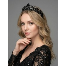 Magic Tiara Kristal Taşlı Işıltılı Kraliçe Model Gelin Tacı - Zarif Düğün Saç Aksesuarı