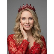 Magic Tiara Kristal Taşlı Kraliçe Model Gelin Tacı - Işıltılı Düğün Saç Aksesuarı