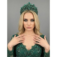 Magic Tiara Taçlı Gelin Saç Aksesuarı – Kristal Işıltılı Yüksek Model