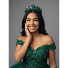 Magic Tiara Kristal Taşlı Işıltılı Gelin Tacı -Zarif Düğün Saç Aksesuarı