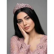 Magic Tiara Kristal Taşlı Işıltılı Kraliçe Model Gelin Tacı - Zarif Düğün Saç Aksesuarı