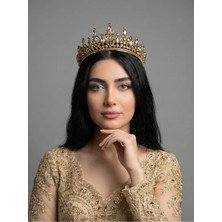 Magic Tiara Kristal Taşlı Kraliçe Model Gelin Tacı - Işıltılı Düğün Saç Aksesuarı