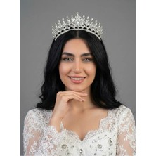 Magic Tiara Kristal Taşlı Kraliçe Model Gelin Tacı - Işıltılı Düğün Saç Aksesuarı