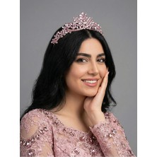 Magic Tiara Kristal Taşlı Yaprak Desenli Gelin Tacı - Işıltılı Düğün Saç Aksesuarı