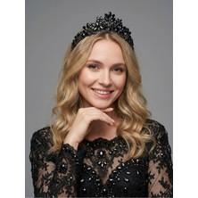 Magic Tiara Kristal Taşlı Yaprak Desenli Gelin Tacı - Işıltılı Düğün Saç Aksesuarı