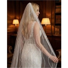 Magic Tiara Dalga Desenli Boncuk Işlemeli Gelin Duvağı – El Yapımı Şıklık