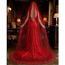 Magic Tiara Dantelli Gelin Duvakı – Zarif Fransız Dantel Işlemeli Tül Duvak