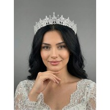 Magic Tiara Yüksek Model Kristal Gelin Tacı – Parlak ve Zarif Kraliyet Tarzı Taç