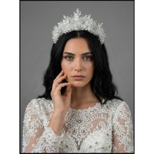 Magic Tiara Işıltılı 3D Inci ve Kristal Gelin Tacı – Hacimli El Yapımı Taç