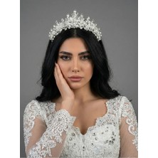 Magic Tiara El Yapımı Kristal Gelin Tacı – Kraliçe Modeli Taç, Yüksek Formlu Işıltılı Taç