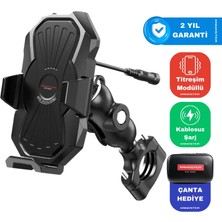 Knmaster TT-880 Wu Kablosuz Şarjlı Titreşim Önleyicili Motosiklet Telefon Tutucu