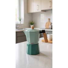 Feyza Design Su Yeşili Moka Pot, 9 Fincan, Kahve Demleme Seti