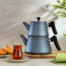 Feyza Design Şık 3 Parça Gri Çaydanlık Takımı, Dayanıklı ve Kullanışlı Tasarım