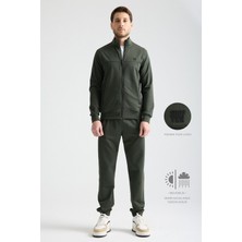 Haki  Erkek Luxe Eşofman Takımı Rahat Kalıp Manşetli Minimal Logo 3xl